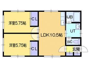 ポプラハイツ(2LDK/1階)の間取り写真