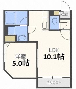 オルセー厚別中央VI(1LDK/3階)の間取り写真