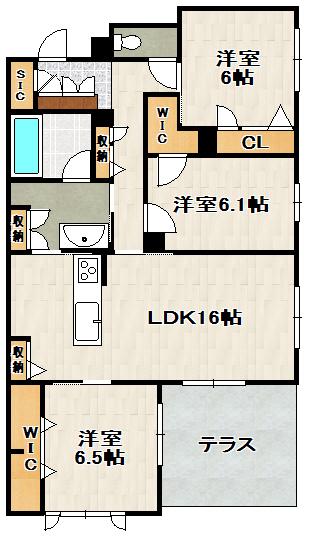 CELFENA 宝塚・川面 HAUTDEGAMME(3LDK/1階)の間取り写真