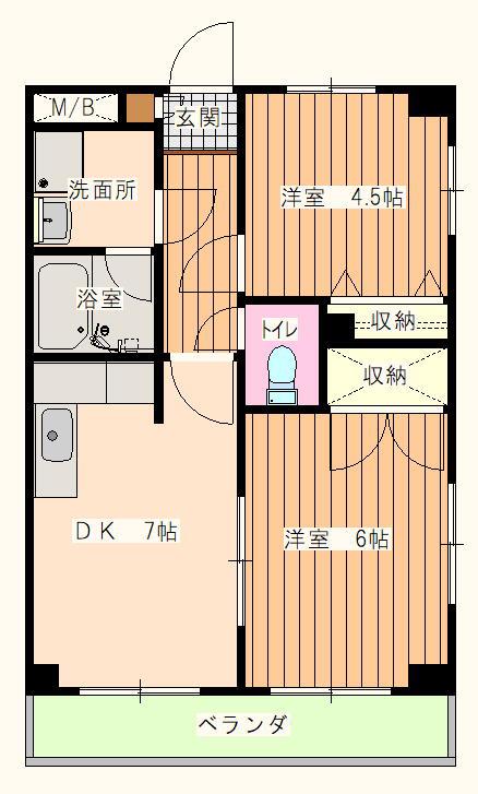 アーバンプラザ(2DK/3階)の間取り写真