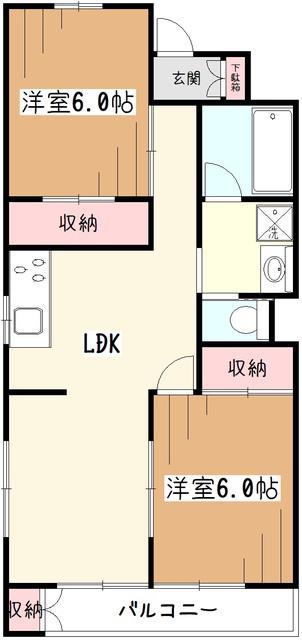 コーポ石川(2LDK/3階)の間取り写真