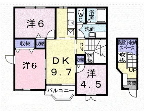 アルモニーふじた1(3LDK/2階)の間取り写真