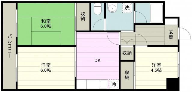 カジワラマンション(3DK/5階)の間取り写真
