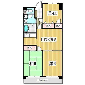 清水山第1パークハイツ(3DK/2階)の間取り写真