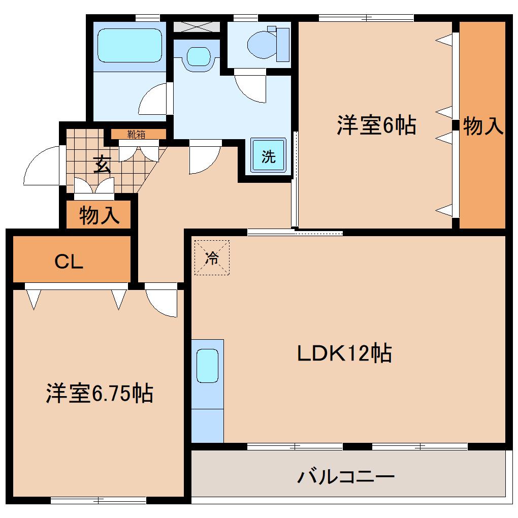 川添ハイツ(2LDK/2階)の間取り写真
