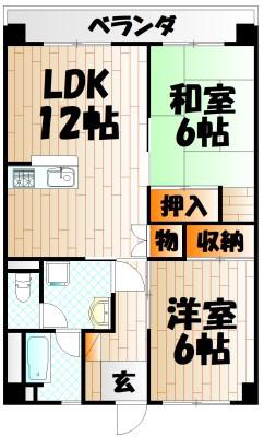 アヴィニール金田II(2LDK/5階)の間取り写真