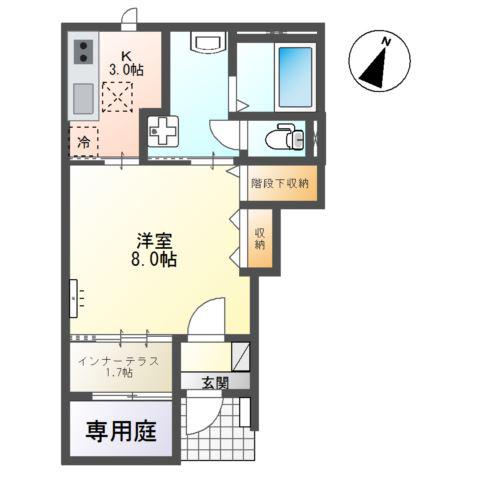 グリーンベル八番館(1K/1階)の間取り写真