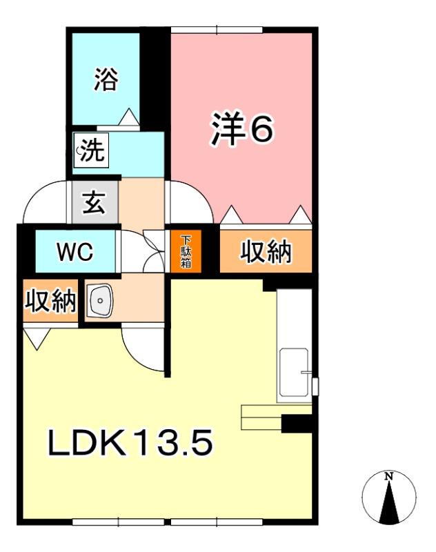 セジュール マキIII(1LDK/1階)の間取り写真