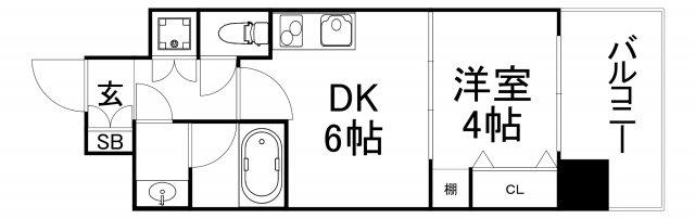 プレジオ城東中央(1DK/4階)の間取り写真
