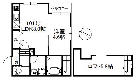 ウィンクルム・CREST 676(1LDK/1階)の間取り写真