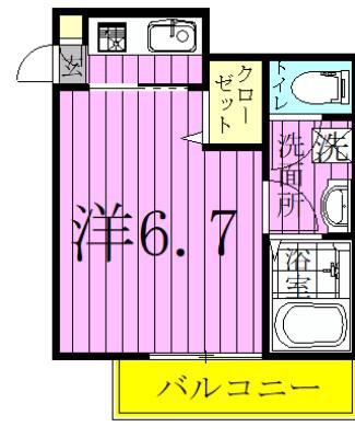 スプルースK(1K/3階)の間取り写真
