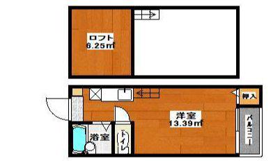 ハーバーヒルズI(ワンルーム/2階)の間取り写真