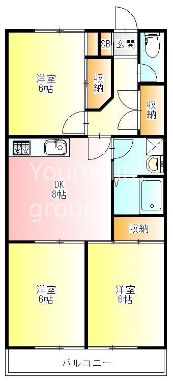 中町マンション(3DK/3階)の間取り写真