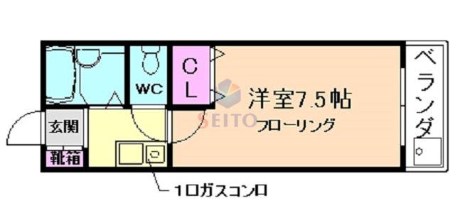 パークピア豊中本町(1K/3階)の間取り写真