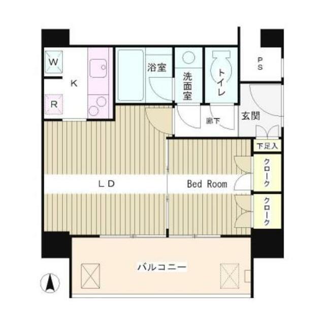 リバー&タワー 部屋番号404(1LDK/4階)の間取り写真