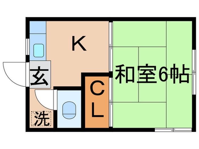 日ノ出荘(1K/2階)の間取り写真