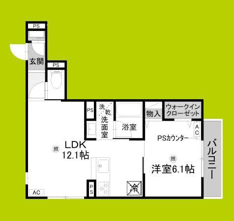 D-RESIDENCE蛍池東町(1LDK/1階)の間取り写真