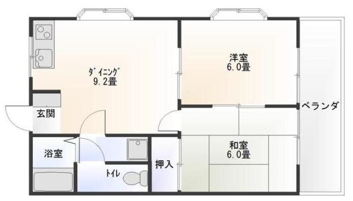 サンクレセント(2DK/2階)の間取り写真