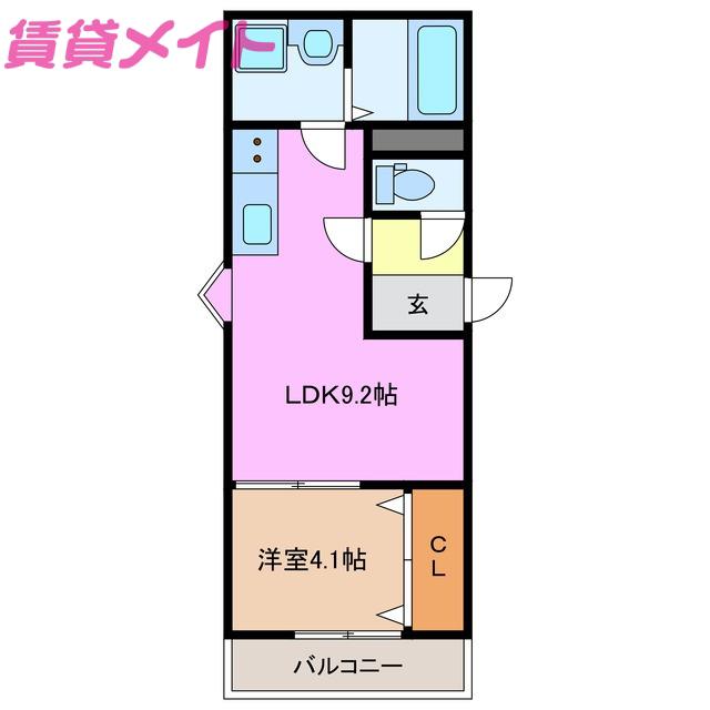 LE COCON四日市X(1LDK/3階)の間取り写真