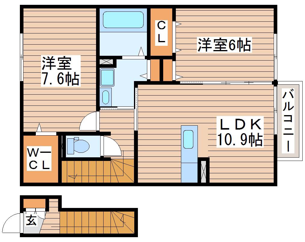 グランアリビエ(2LDK/2階)の間取り写真