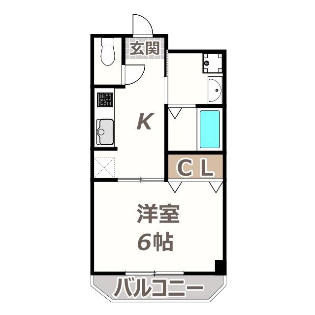 双輪建物第八コーポ(1K/3階)の間取り写真
