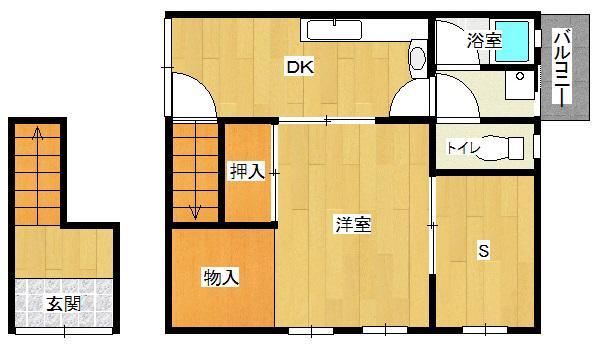 志波アパート7号(1DK/2階)の間取り写真