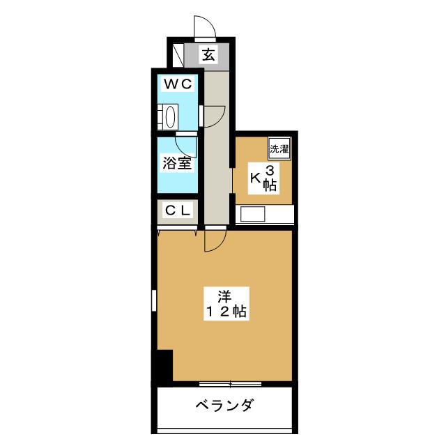 EVER GARDEN自由が丘(1K/4階)の間取り写真