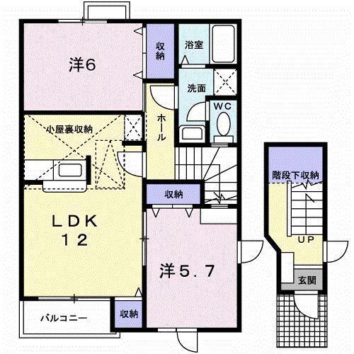 ビップハイツ M-I(2LDK/2階)の間取り写真