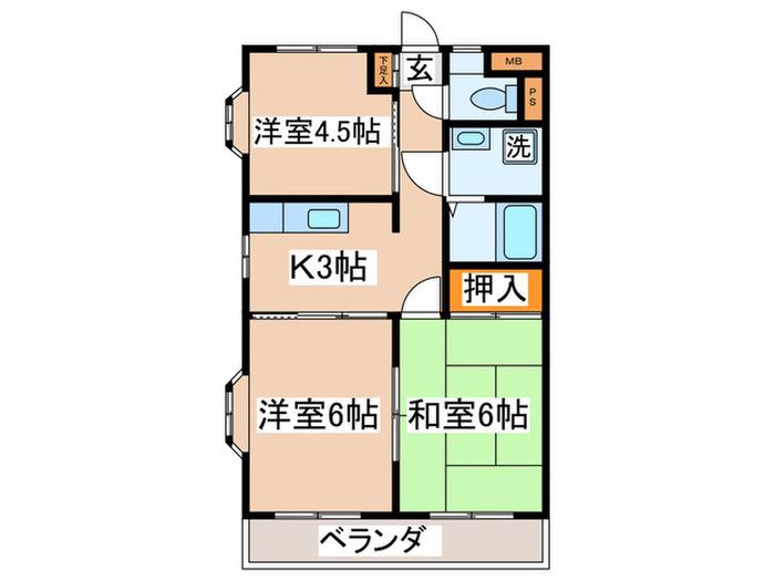 クリ―ンハイツマキ(3K/3階)の間取り写真