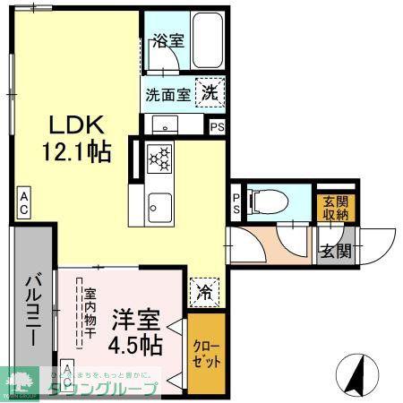 アルベート湘南台(1LDK/2階)の間取り写真