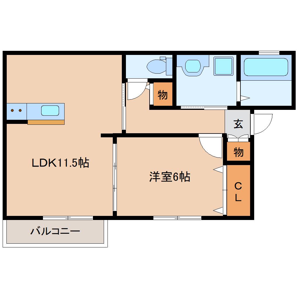 グレイス・ヴィラ(1LDK/2階)の間取り写真