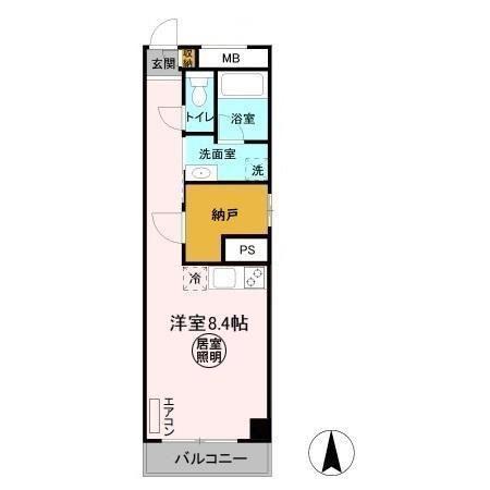 水戸東石ビル(ワンルーム/4階)の間取り写真