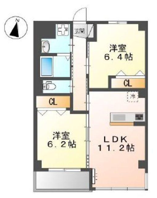 カレントヒルズ(2LDK/2階)の間取り写真