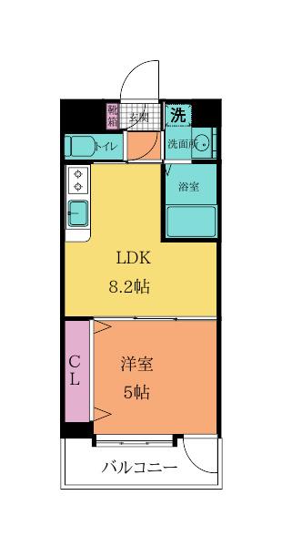 NO50 A.PRIORI南小倉(1DK/4階)の間取り写真