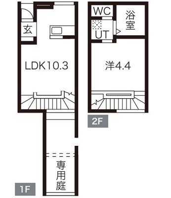 QRESTIA塩釜(1LDK/1階)の間取り写真