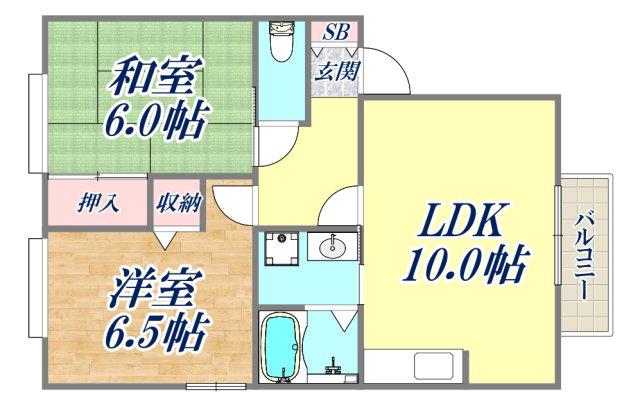 コンフォ大寿(2LDK/2階)の間取り写真