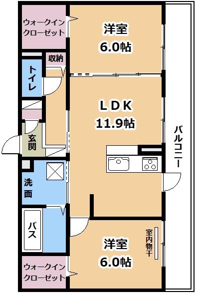 リート623 W(2LDK/2階)の間取り写真
