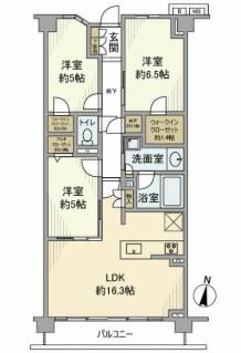 ラ・フォルム新川崎サウスコート(3LDK/3階)の間取り写真