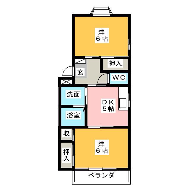 ハイツエーワン(2DK/1階)の間取り写真