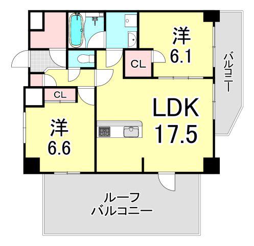 LA DOUCEUR西宮北口(2LDK/8階)の間取り写真