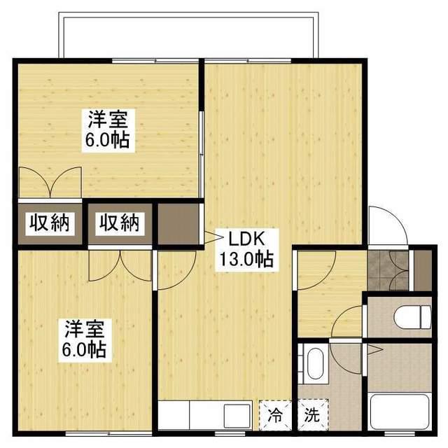 メンバーズタウン草戸III(2LDK/2階)の間取り写真