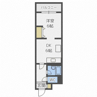 エンブレム札幌発寒IIB棟(1DK/4階)の間取り写真