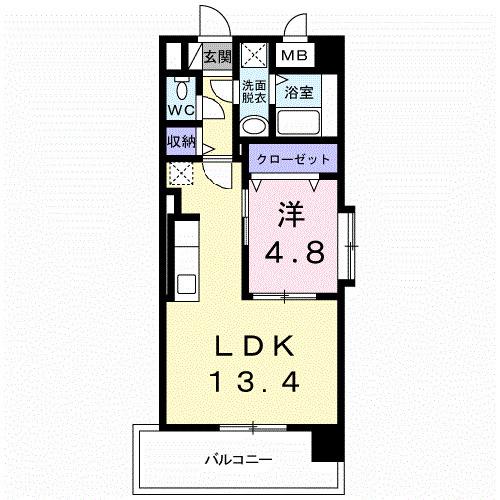 OSANPO上津(1LDK/2階)の間取り写真