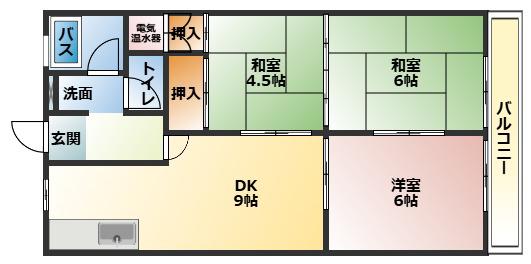 藤マンション(3DK/2階)の間取り写真