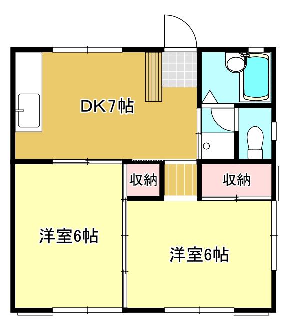 フラッツK(2DK/1階)の間取り写真