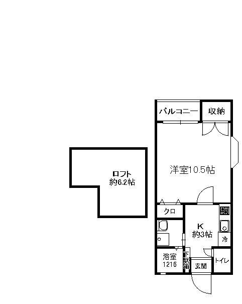ブラージュ六本松(1K/2階)の間取り写真