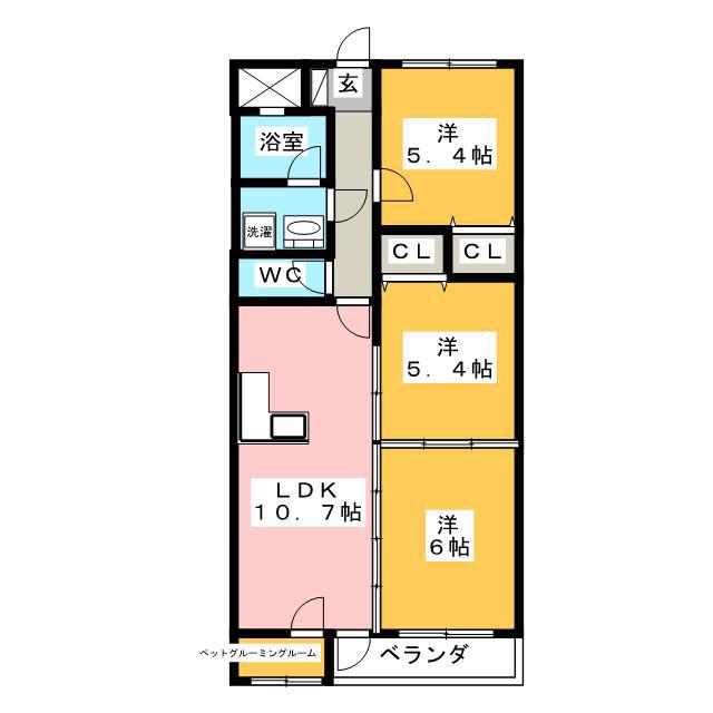 セシルII(3LDK/1階)の間取り写真