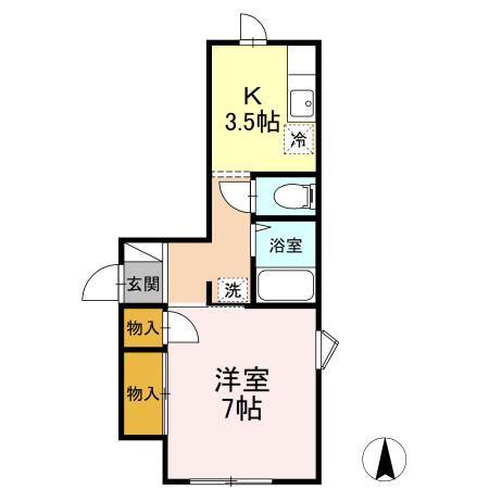 メイユール千羽 A(1K/2階)の間取り写真