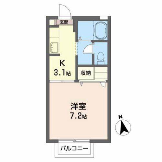 鳳鳴の杜 参番館(1K/2階)の間取り写真