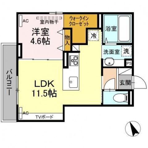 フェエリーチェ舟入(1LDK/1階)の間取り写真